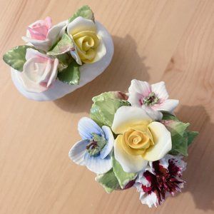 Coalport Porcelain Flower Bouquets - Set of 2